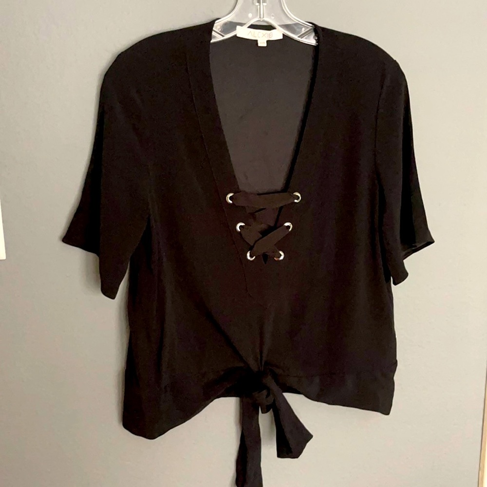 ALEXIS Lace Up Tie Waist Top